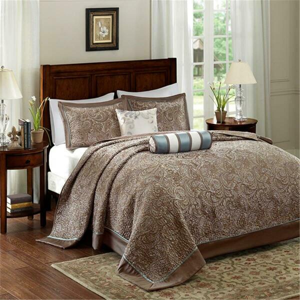 Madison Park Aubrey 5 Piece Jacquard Bedspread Set - Blue, Queen Size MP13-4338